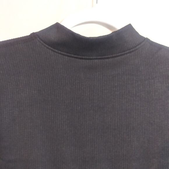 OQQ Black Ribbed Mock Neck Long Sleeve Tummy Control Mini Dress Classic Size L - Picture 3 of 9